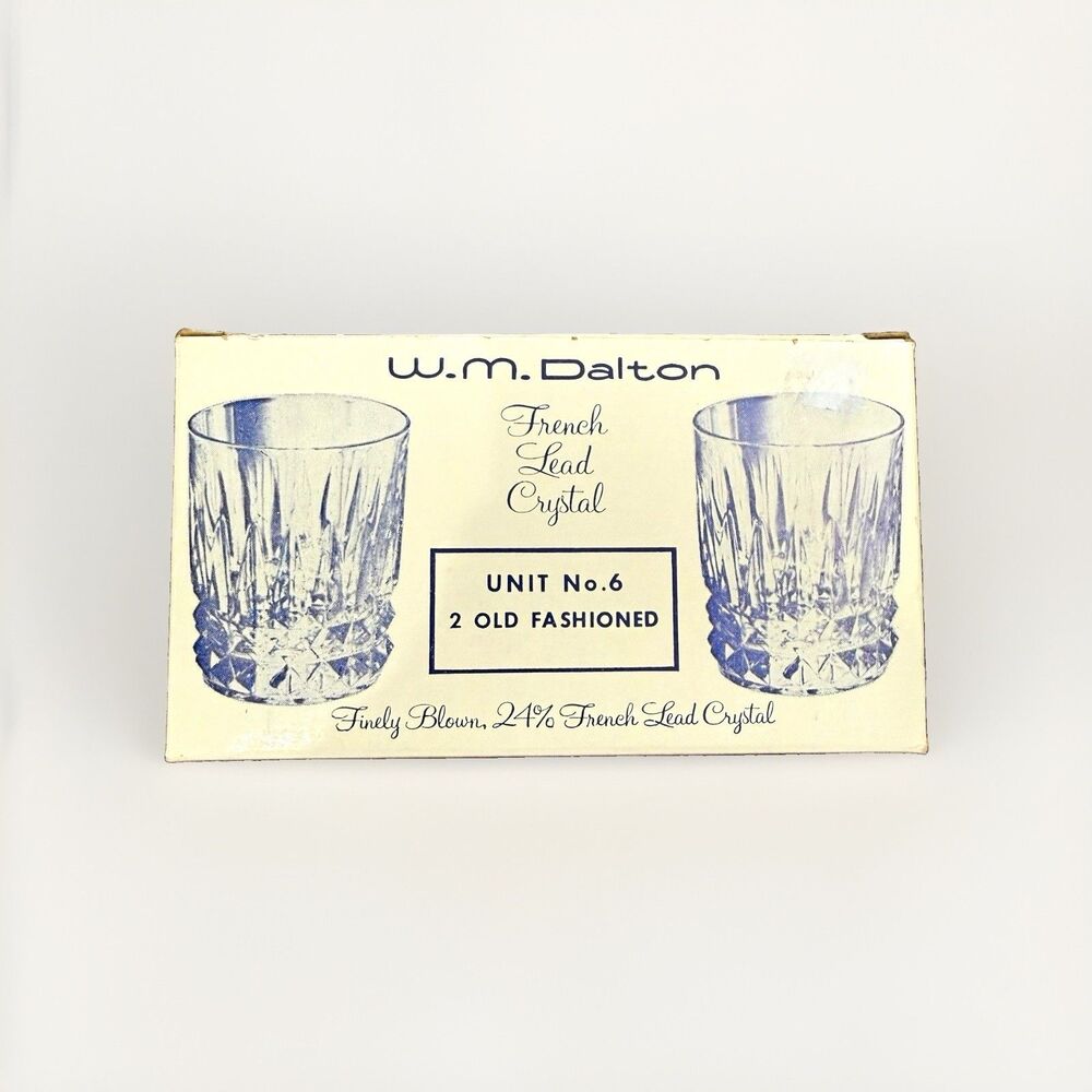 W.M. Dalton Lead Crystal Glasses Unit No.6 2 Old Fashioned